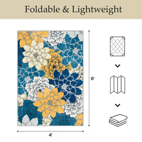 GENIMO floral-design patio rug enhances decks with vibrant style