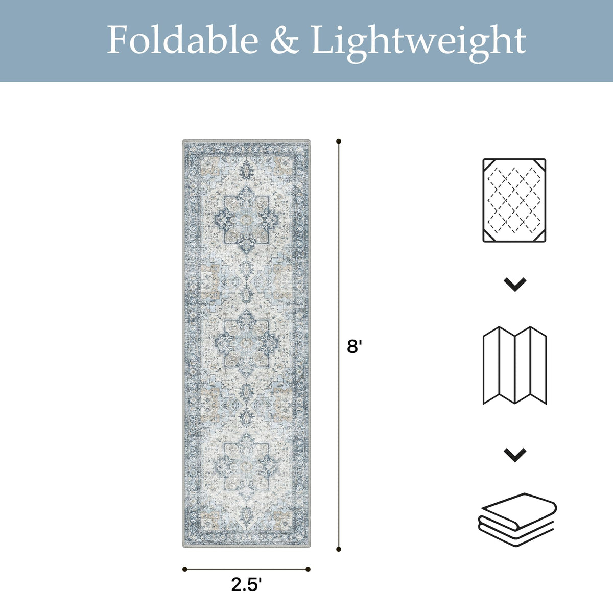 GENIMO foldable lightweight rug ready for storage
