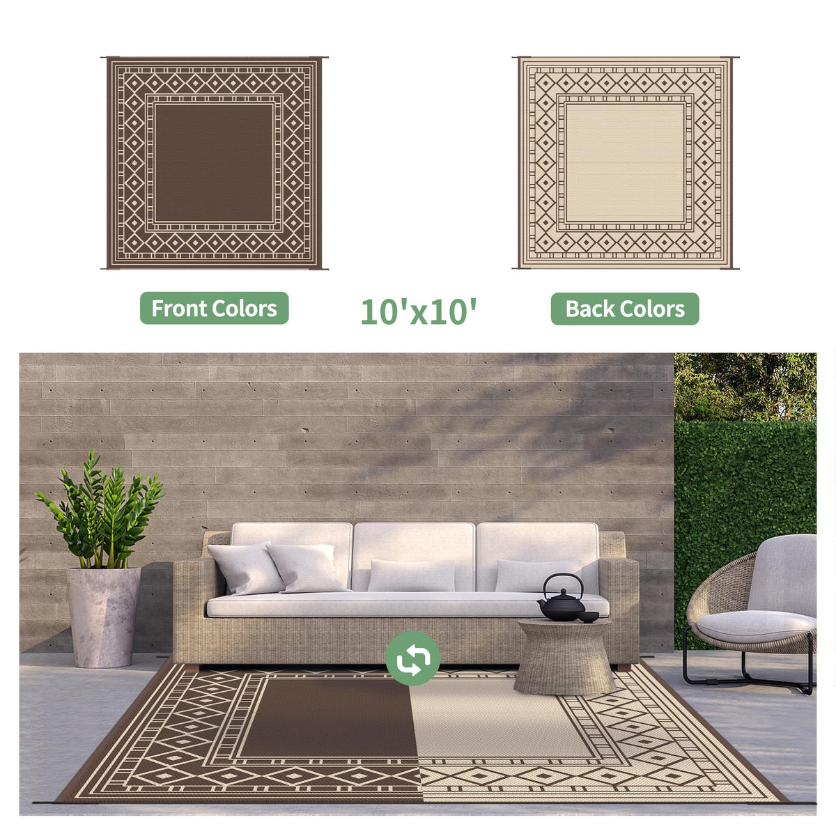 GENIMO four-stake system keeps the rug secure on windy days
