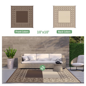 GENIMO four-stake system keeps the rug secure on windy days