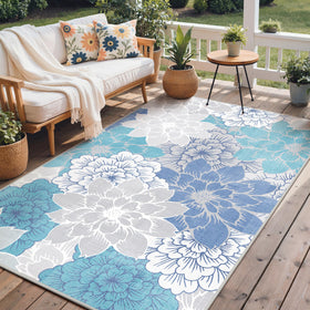 GENIMO indoor outdoor rug with floral design for versatile patio and living spaces.