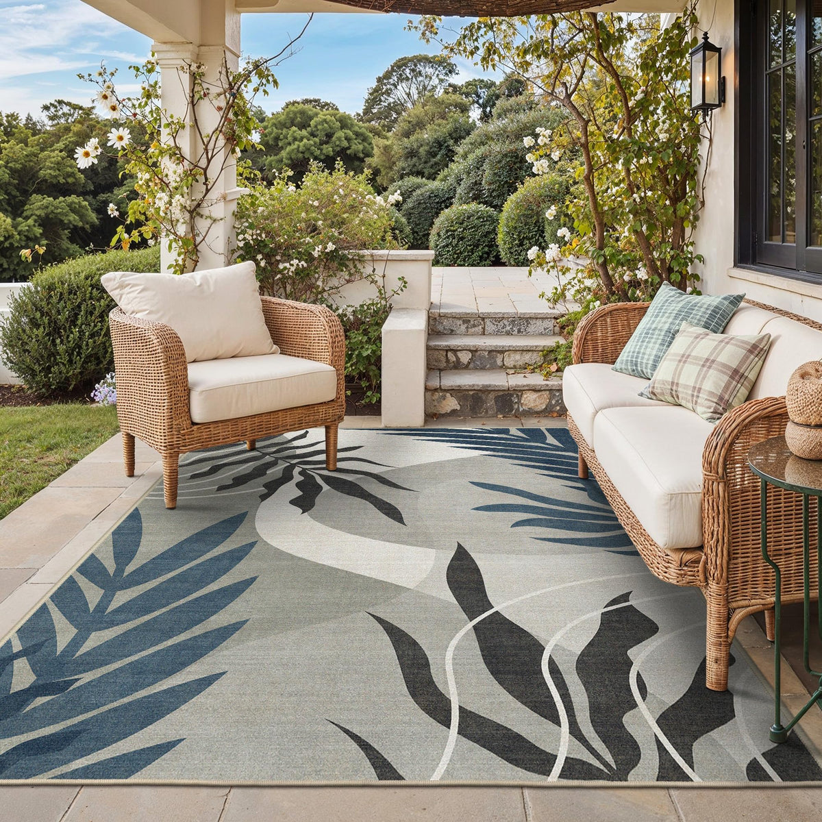 Genimo leaf-pattern outdoor-indoor rug 8x10 adds stylish boho charm to patios