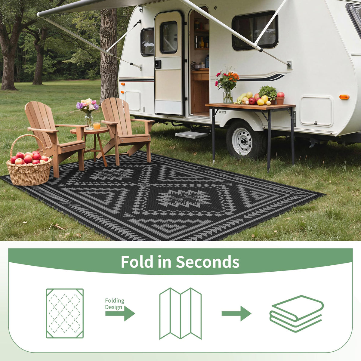 GENIMO lightweight, foldable rug for compact travel storage.