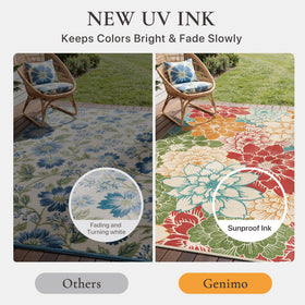 GENIMO machine-washable patio rug simplifies cleaning after outdoor gatherings.