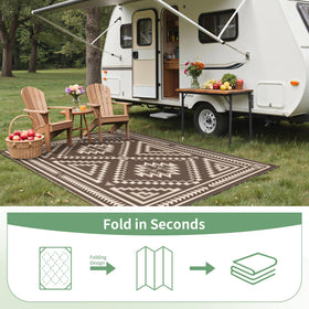GENIMO multiuse rug fits patios, decks, balconies, picnics, and beaches.