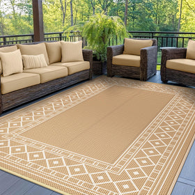 GENIMO outdoor rug 5-by-8 with diamond center for stylish patio decor.