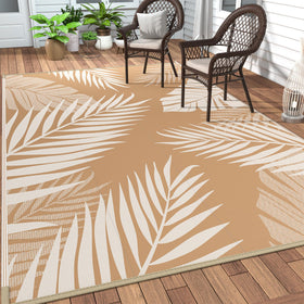 GENIMO outdoor rug 5x8 palm leaf double-sided enhances patio decor