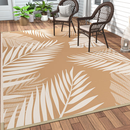 GENIMO outdoor rug 5x8 palm leaf double-sided enhances patio decor