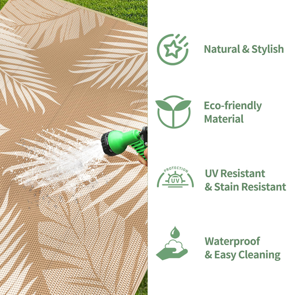 GENIMO outdoor rug 5x8 patio or beach-friendly durable weave