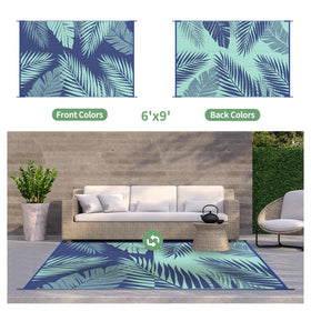 GENIMO outdoor rug with blue-green pattern, double-sided design for versatile decor