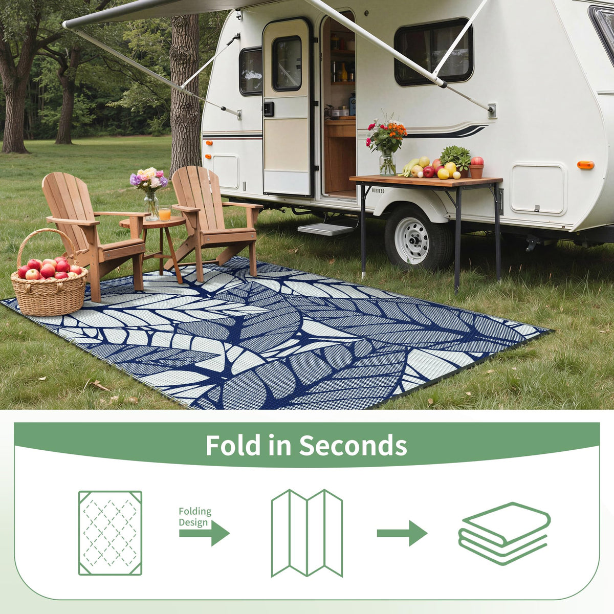 GENIMO 6x9 outdoor rug ideal for beach, porch, and picnic setups