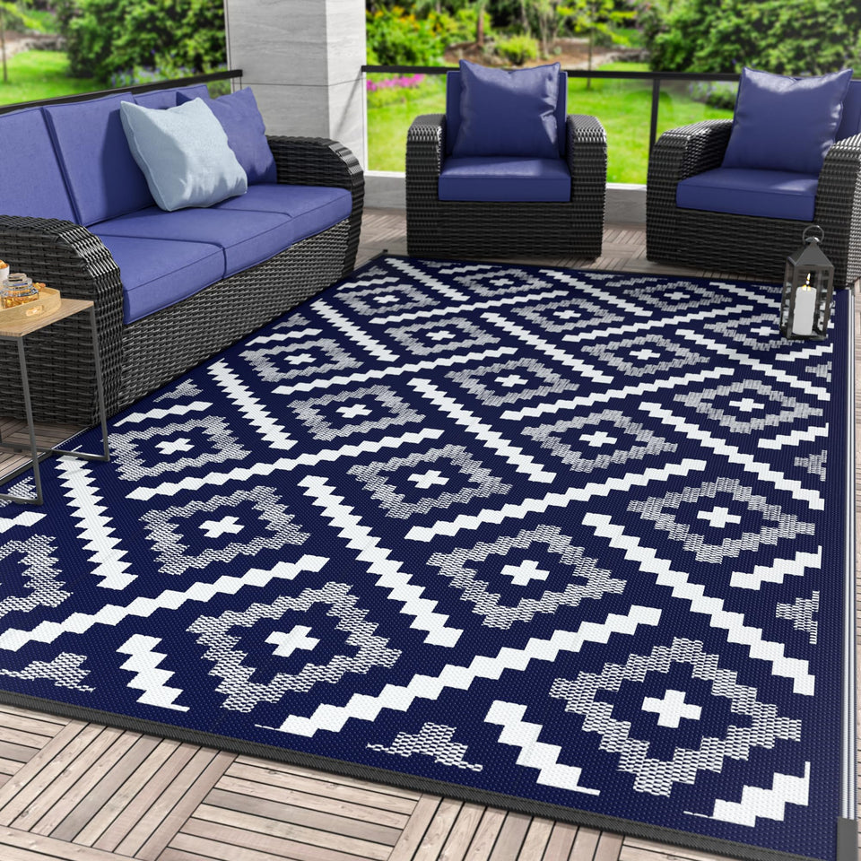 GENIMO outdoor rug 6x9 on patio display for durable outdoor use.