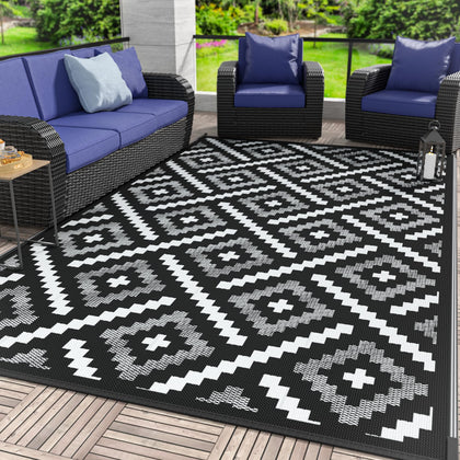 GENIMO outdoor rug 6x9 patio setup, durable for decks and balconies.