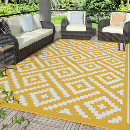 GENIMO outdoor rug 6x9 for patio with dual sides for versatility.