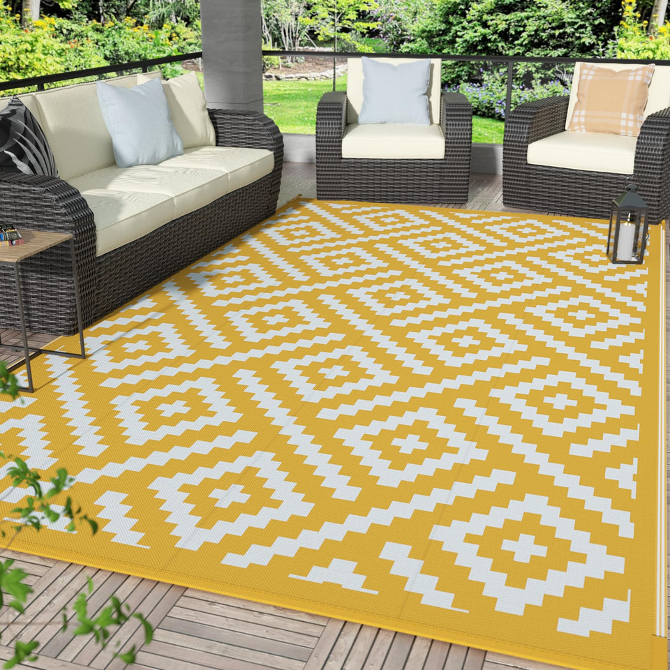 GENIMO outdoor rug 6x9 for patio with dual sides for versatility.