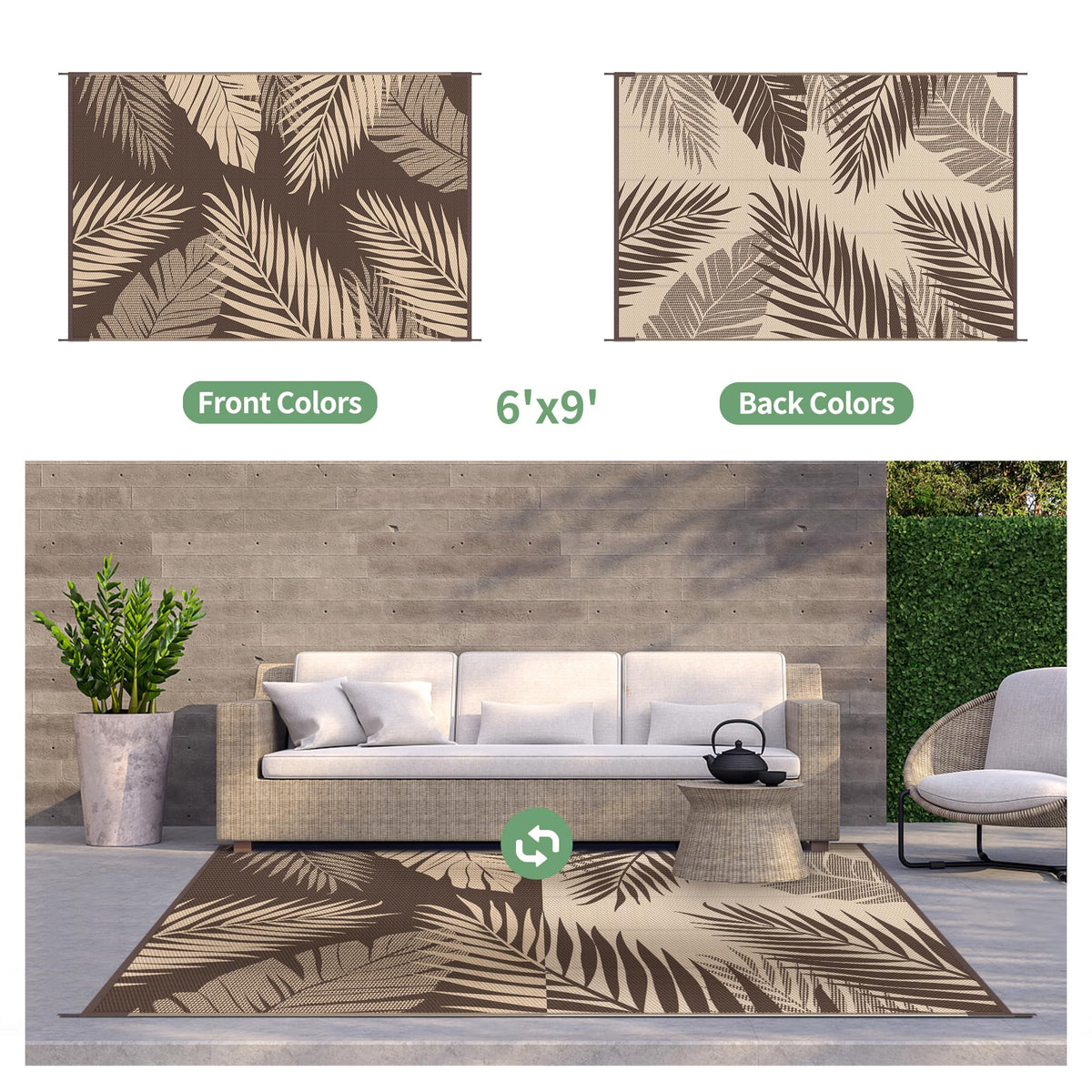 GENIMO rug shown with UV coating, fade-resistant on sunny decks