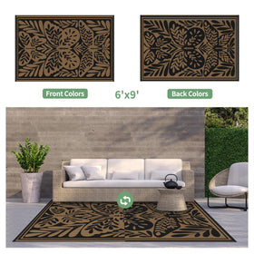 GENIMO outdoor rug 6x9 waterproof and quick-dry for beach and poolside use.