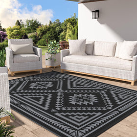 GENIMO outdoor rug 9x12 geometry double-sided pattern for versatile patio styling
