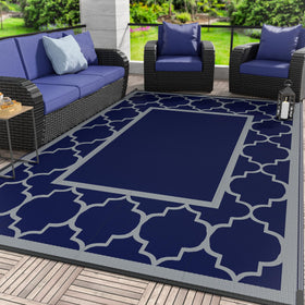 GENIMO outdoor rug 9x12—waterproof and foldable for patios
