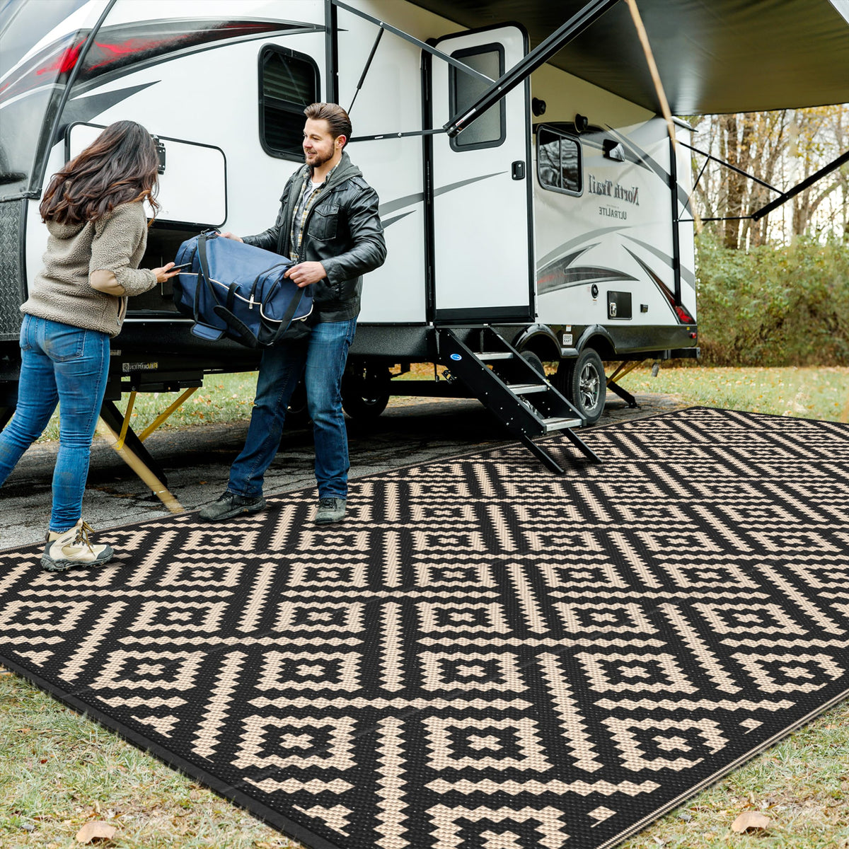 GENIMO outdoor rug on patio, durable 9x18 for outdoor living