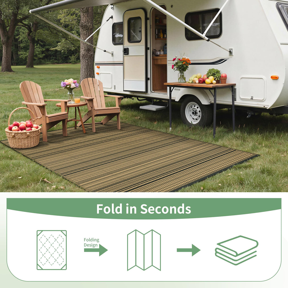 GENIMO Outdoor Rug blackbrown colorway adds subtle contrast to outdoor spaces.