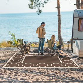 GENIMO blue and white outdoor rug adds mood-boosting color to patios