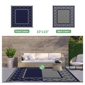 GENIMO blue and white tones coordinate with outdoor furniture for cohesive look