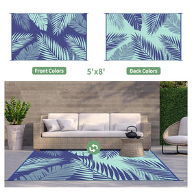GENIMO outdoor rug bluegreen double-sided design offers versatile outdoor decor