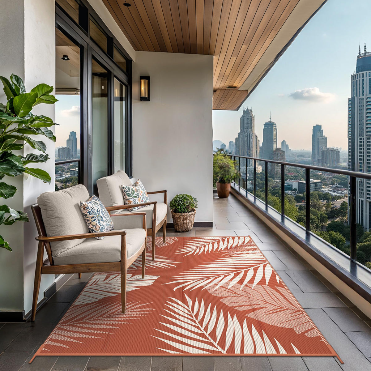 GENIMO outdoor rug non slip and quick dry for outdoor spaces.