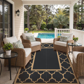GENIMO deck porch rug; breathable polypropylene, quick-drying, easy cleaning.