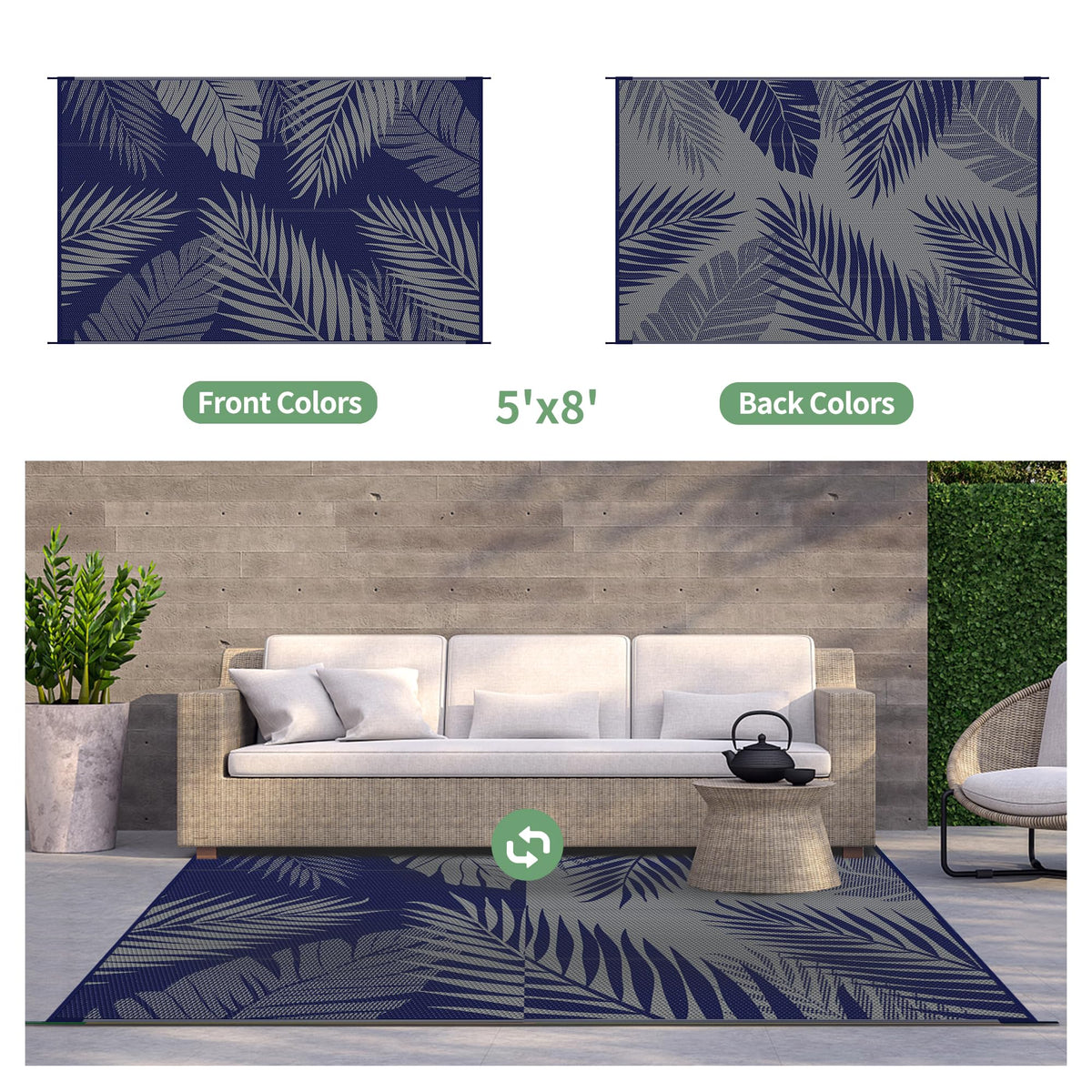 GENIMO double-sided rug offers two looks for different moods and spaces.