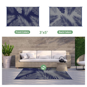 GENIMO reversible outdoor rug with double-sided palm leaf pattern for versatile styling