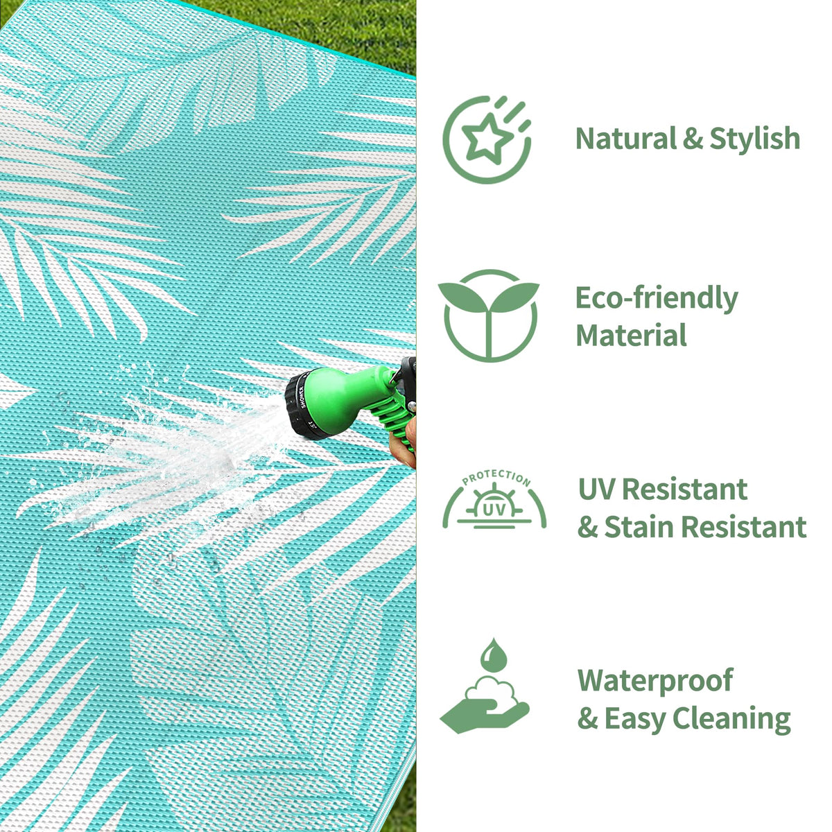 GENIMO outdoor rug is easy to clean and quick to air dry