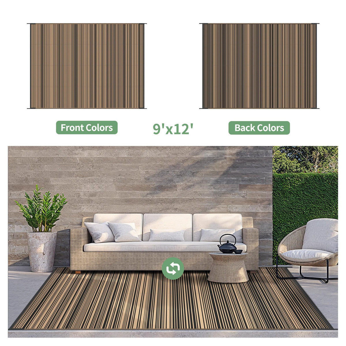 GENIMO Outdoor Rug easy-clean foldable design simplifies cleanup after outdoor activities.