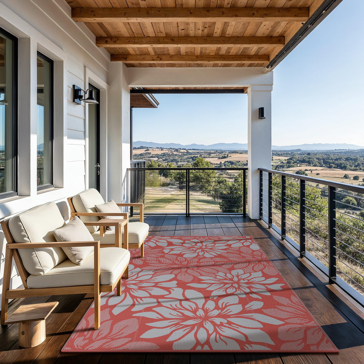 GENIMO stain-resistant rug stays clean and ready for outdoor events.