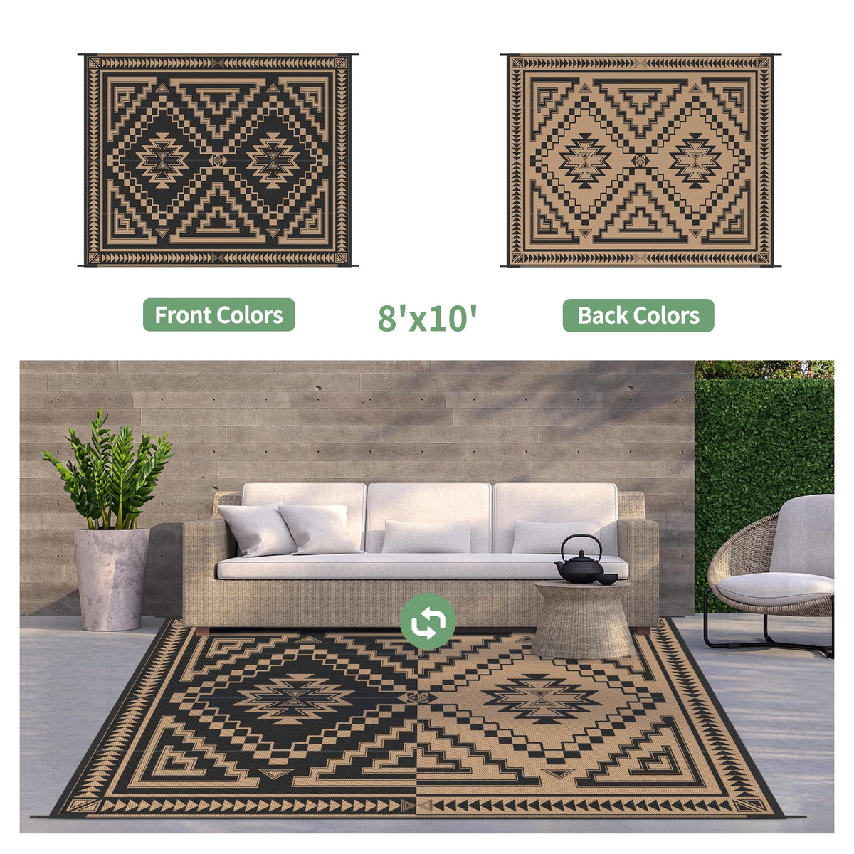 GENIMO outdoor rug easy-clean feature simplifies maintenance after spills or sand.