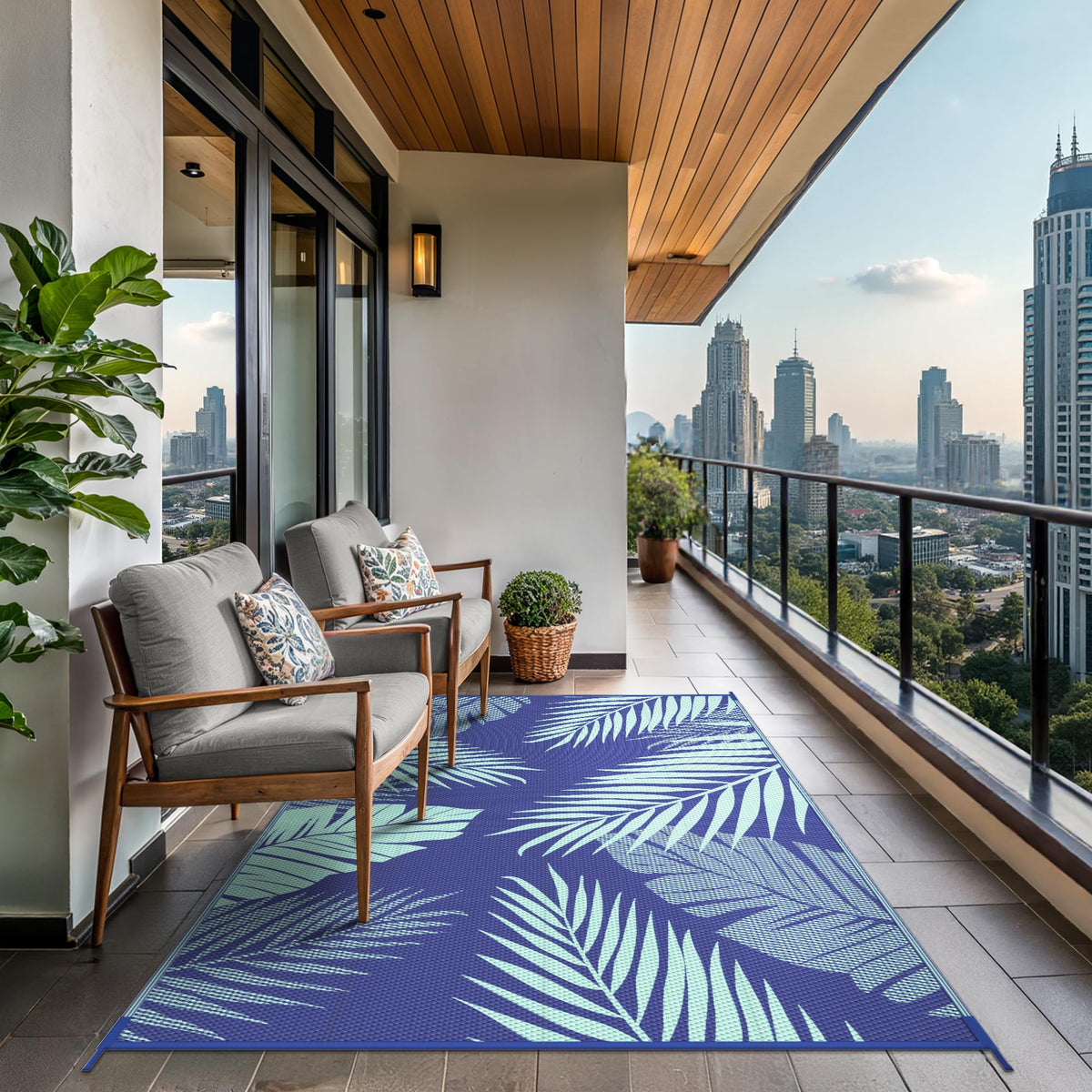 GENIMO foldable rug for camping fits compact carry bag