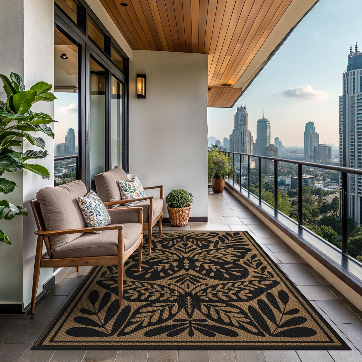 GENIMO outdoor rug with heat-treated edges resists fraying and maintains shape.