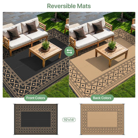 GENIMO rug available in multiple sizes to fit patios and RV setups.