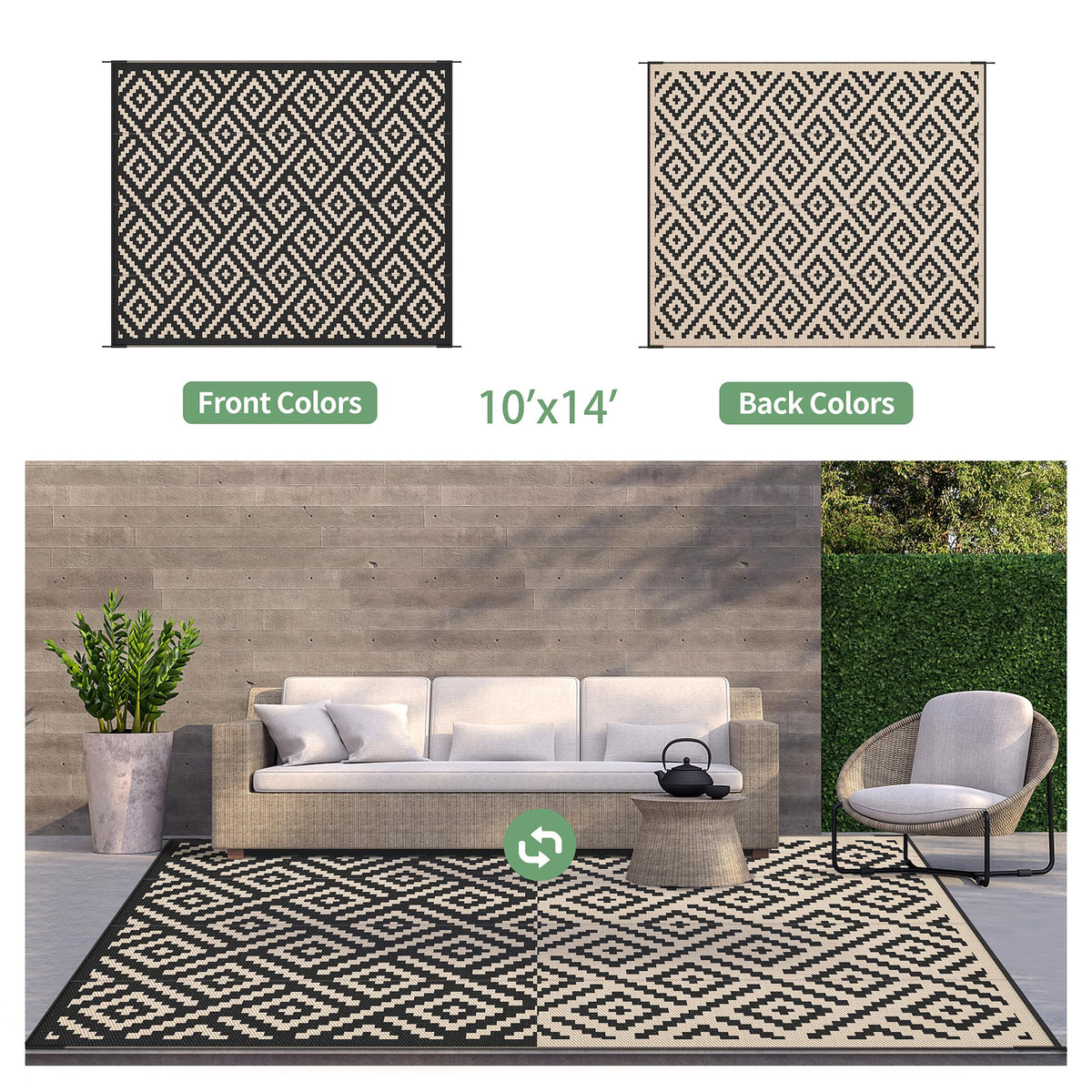 GENIMO rug with non slip backing and drainage grid in damp area