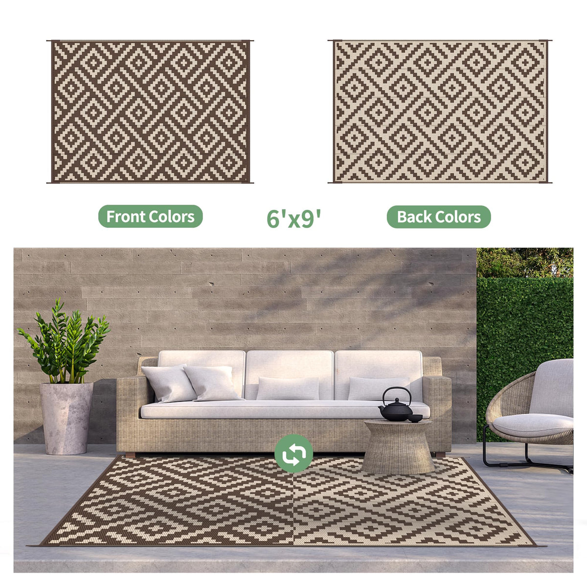 GENIMO rug with non-slip grid backing stays put and drains.