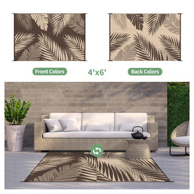 GENIMO palm-leaf double-sided rug pattern for versatile outdoor décor.