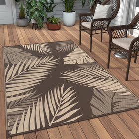 GENIMO outdoor rug with palm leaf double-sided pattern for versatile patio décor.
