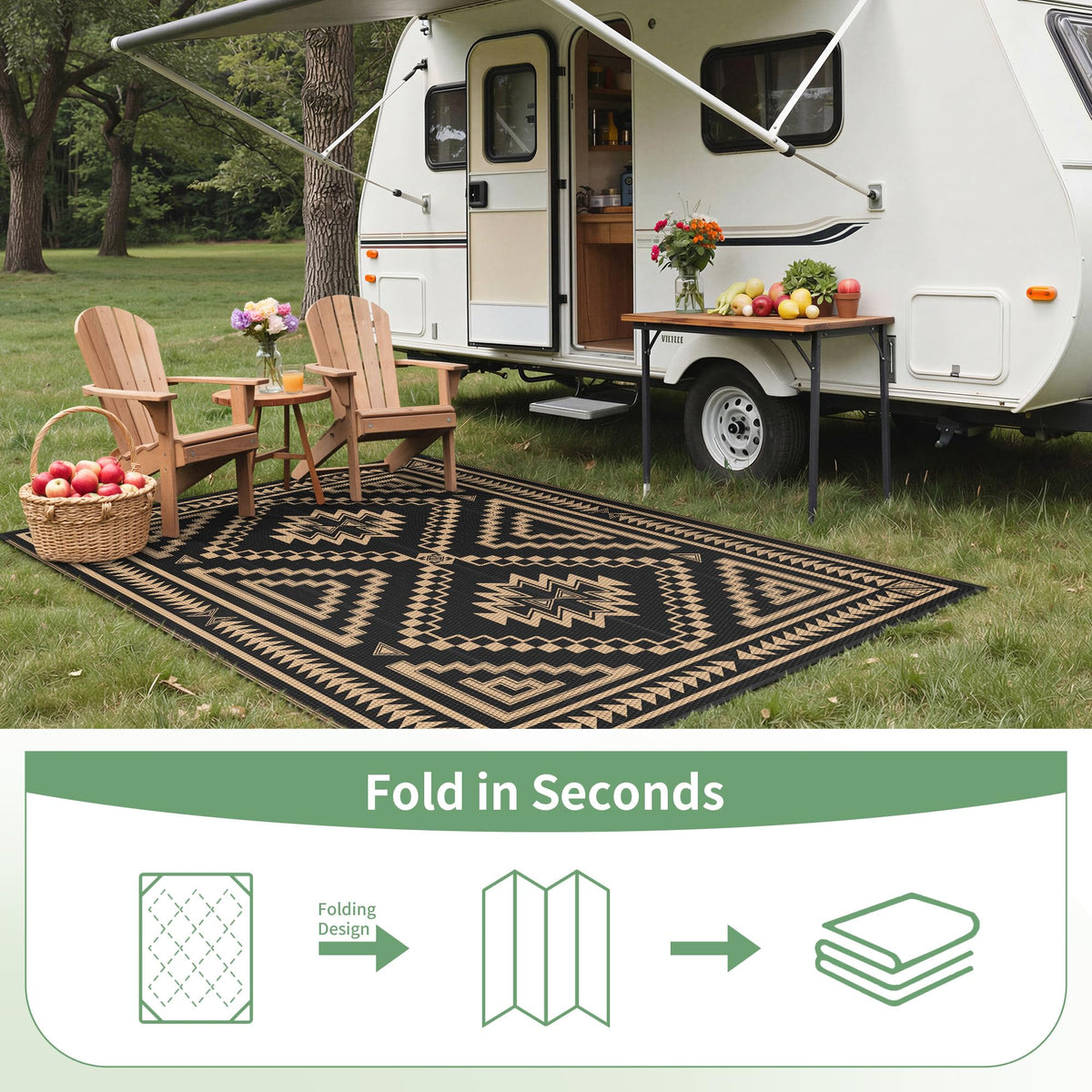 GENIMO rug suitable for patio and beach setups with quick-dry design.