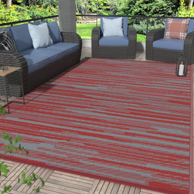 GENIMO outdoor rug for patio clearance with dual-sided pattern, hides dirt well.