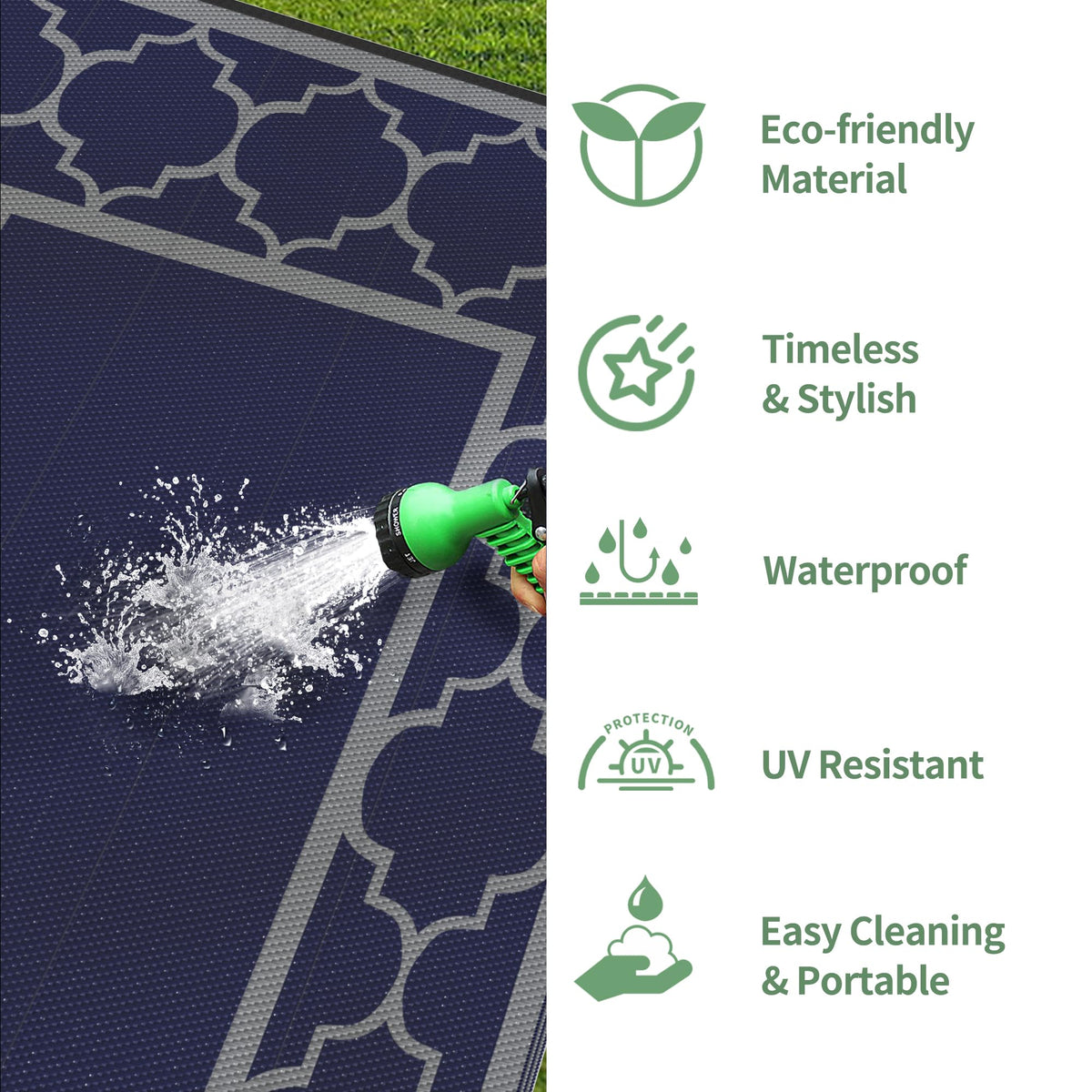 GENIMO portable rug is lightweight and travels well for camping