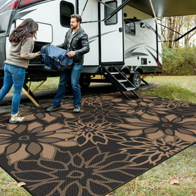 GENIMO portable rug folds for RV trips and travel storage.
