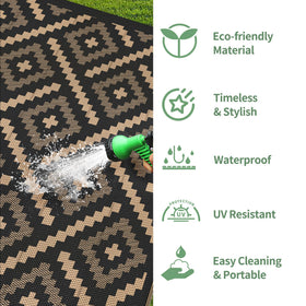 GENIMO Outdoor Rug folds neatly into a carry bag for trips.