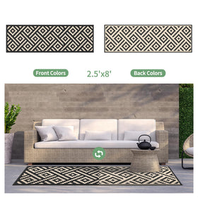 GENIMO rug with quick-clean surface ready to wipe spills after outdoor meals.