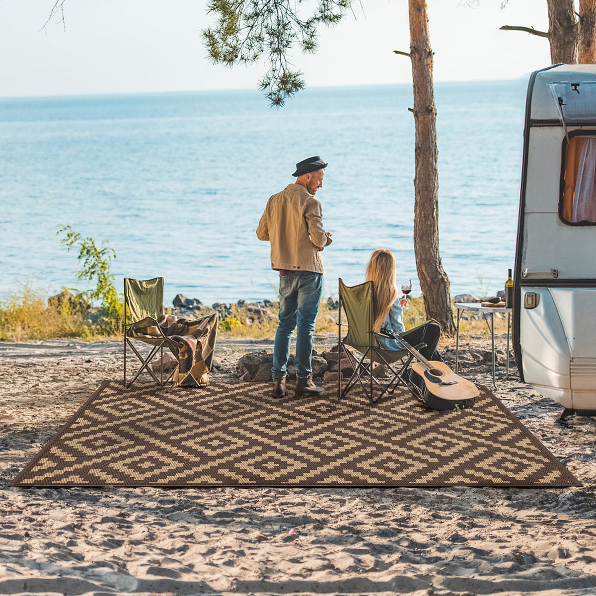 GENIMO outdoor rug reversible design for quick style change.